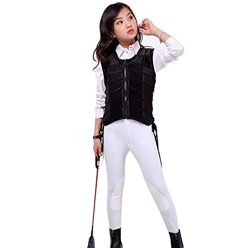 Unistrengh Unisex Kids Equestrian Protective Vest Eva Padded Safety Horse Riding Protective Gear Body Protector Guard Shock Absorption Waistcoat (Black, Cs) #TOP3