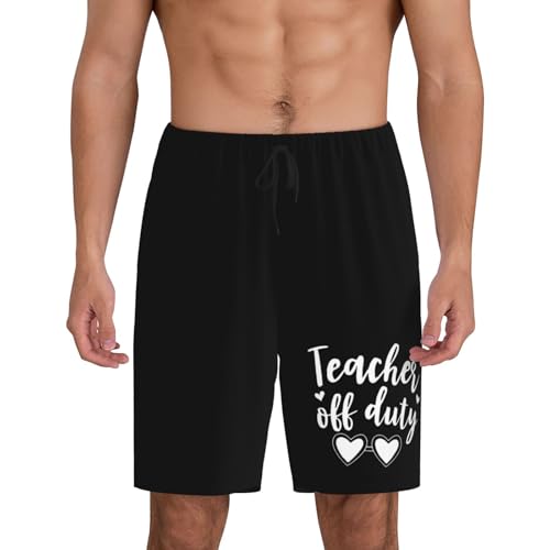 Teacher Off Duty Pajama Shorts for Men, Men's Pajama Bottoms, Sleepwear for Summer