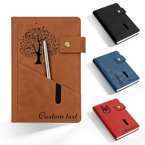 QSZ Custom Text Leather Journal Personalized Notebook A5 Lined Leather