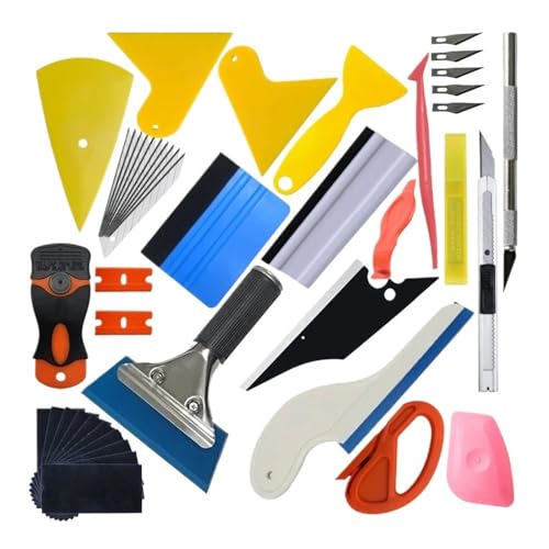 New Car Vinyl Tint Film Installation Tool Kit Rubber Scraper Magnetic Holder Wrapping Sticker Carving Knife with Spare Blades(Set 1-43Pcs)
