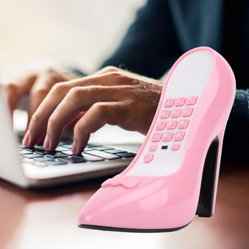 Teléfono de línea con cable Pomya modelo zapato tacón alto rosa miniatura 5