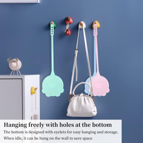 12 Pieces Fly Swatter Extended Handle, Fly Swatters Plastic, 40 Cm In Length, 3 Colors, Pink, Blue, Green - Image 3