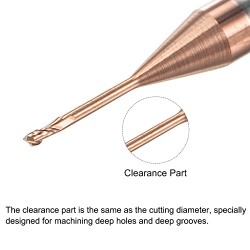 Image of uxcell Square Nose End Mill, 0.9mm Solid Carbide AlTiSin Coated Long Reach CNC Router Bits 2 Flutes Milling Cutter with Extended Neck, 10mm Cutting Length 4mm Shank