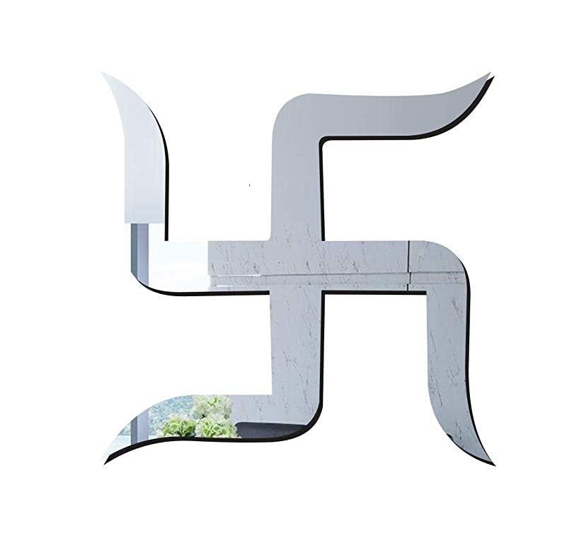 Meraki Mart Non Glass Swastik 3D Wall Stickers Acrylic Mirror DIY Decor Self Adhesive Tiles Wall Decor Art for Home, Living Room, Bedroom, Office, Garden (Size: 15x16 cm, Silver, 1 Pcs) (B0BMKD8PH2) Amazon Price History, Amazon Price Tracker