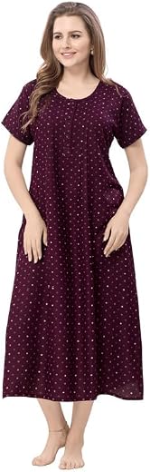 CLOUD SOFT Women’s Viscose Blend Printed Alpine Nighty | Half Sleeves Short Length Nightwear | Comfortable Everyday Nightd...