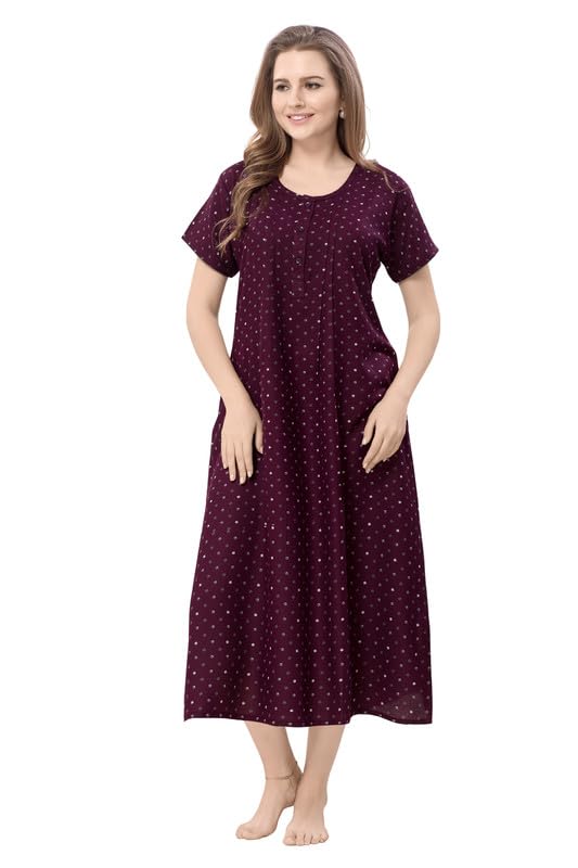 Women’s Viscose Blend Printed Alpine Nighty | Half Sleeves Short Length Nightwear | Comfortable Everyday Nightdress with Pockets – CSKA01B-image-2
