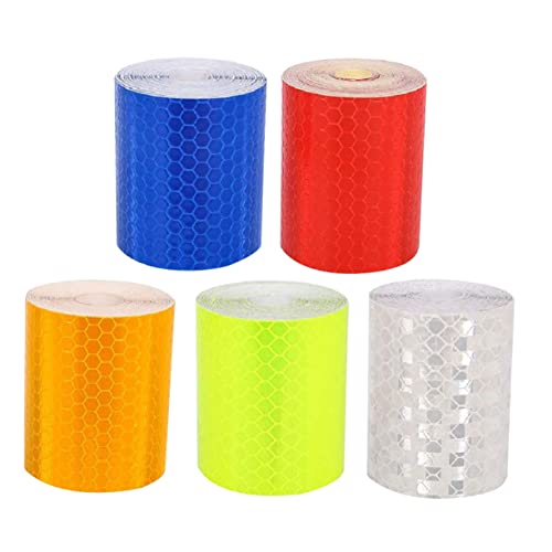 PRETYZOOM 5 Rolls Reflective Stickers Adhesive High Visibility Double Sided Tape Red Reflective Tape Flashing Tape Reflective Tape for Bikes Tapes Material Road Tape Strips Reflective Film