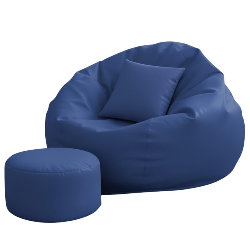 Image of Biggie Bean Bag with Beans Filled 4XL The Evergreen Classics Bean Sofa-Crafted for Comfort-Styled for Elegance with Free Cushion & Footrest (Matching Color : Leatherette Blue)