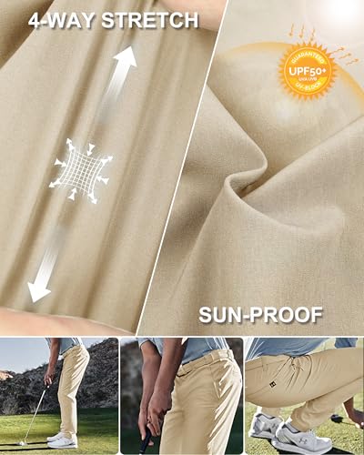 33,000ft Men's Golf Pants with 5 Pockets Classic-Fit Stretch Quick Dry Lightweight UPF 50+ Hiking Pants4