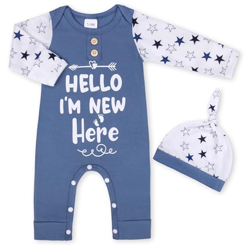 Image of MVUOCR Baby One-Piece Rompers Infant Boys Girls Clothes Set Ribbed Long Sleeve Bodysuit Button Cute Newborn Outfits