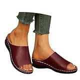 Sommerliche modische Hausschuhe mit Absatz für Damen - Bequeme Slipper mit Rutschfester Sohle...