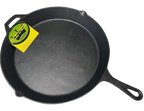 King Kooker 20-inch Oversized Seasoned Cast Iron Skillet Heavy Duty Pan Ideal for Gas Grill, Oven, Campfire Use