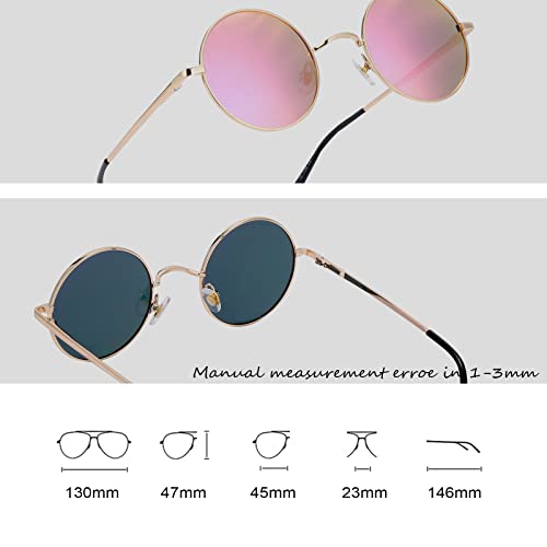 Image of Retro Small Round Polarized Sunglasses for Men Women Circle Hippie Style Sun Glasses