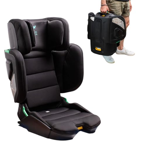 Urban Kanga Wallaroo Lite Silla de Coche Plegable Viaje Portátil con ISOFIX 100-150cm (Jetsetter negro)