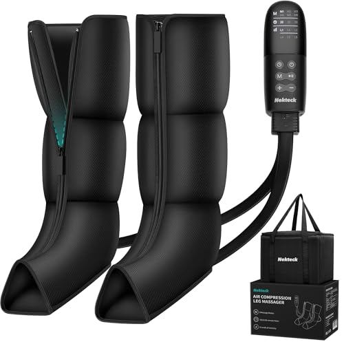 Nekteck Leg Massager for Circulation and Pain Relief, Air Compression Boots Helpful for Leg Swelling, Edema RLS with 6 Modes & 6 Intensities, Relaxation Gifts for Mom Men Women Dad Birthday