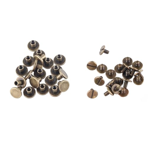 20Pcs Chicago Screws for Leather, Flat Leather Rivets Chicago Binding Screws Posts Assortment Kit for Scrapbook Photo Albums Leather Repair(6.5mm)