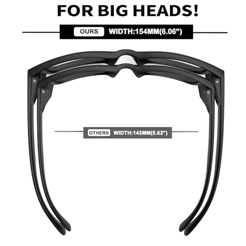 MAXJULI XXL Size Z87 Sunglasses with Side Shield for Big Wide Heads Men TR90 Ultralight UV400 Protection Glasses 8228S2