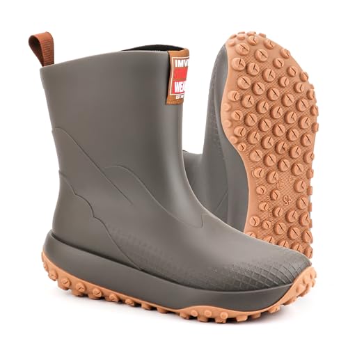 Men’s Waterproof PVC Work Rain Boots – Mid-Calf, Anti-Slip Sole, Reinforced Toe & Heel – Durable Lightweight Boots for Fishing, Farming, Gardening & Outdoor Use