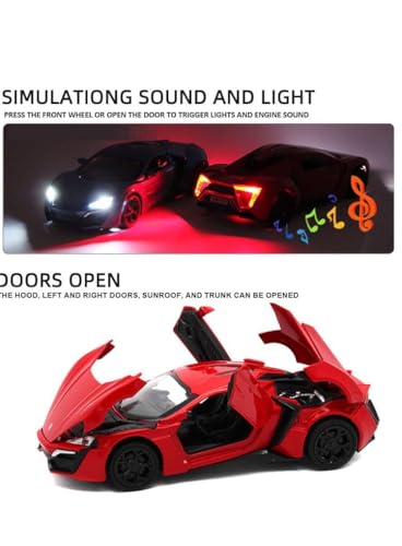 Image of Lykan Hyper Toy car Metal Die Cast Open Door Sports Car Toy for Boys with Light & Car Sound for Kids (Red)