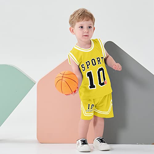 Image of Volunboy Kids Sports Shorts Sets Boys Jerseys Tracksuit 2 Piece Basketball Performance Tank Top and Mesh Shorts Set