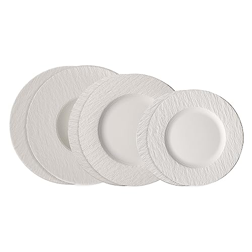 Villeroy & Boch Manufacture, Set De Platos, 6 Piezas, Vajilla Para 2 Personas, Porcelana Premium, Blanco