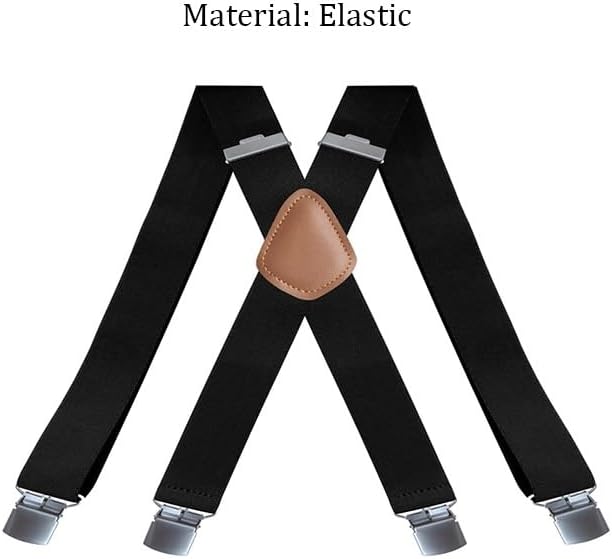 Man Elastic 4 Clips Suspenders Pants Type X Shoulder Strap Multiple Colors Available