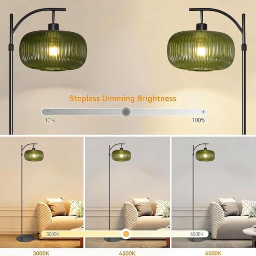 Image of Modern Floor Lamps for Living Room, Dimmable Gold Standing Lamp with Remote