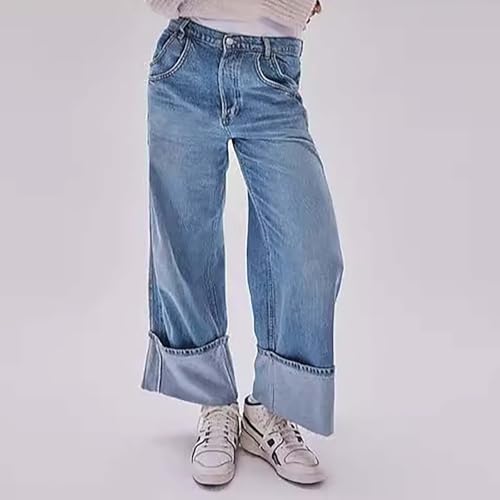 Jean ample pour femme à jambe large et taille haute style Y2K cargo fluide