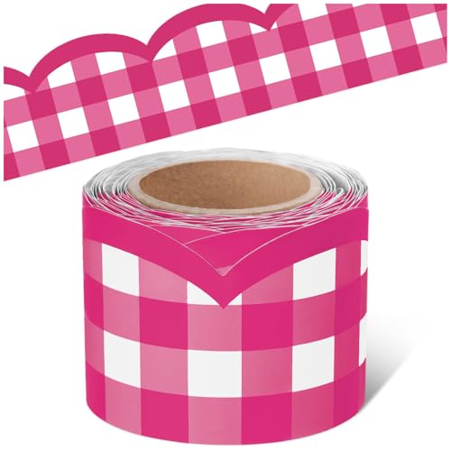 Fuutreo 32.8 Ft Hot Pink Gingham Bulletin...