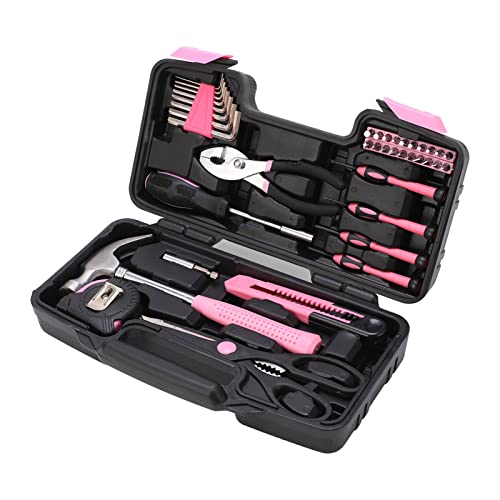 Kit de herramientas combinado portátil de 39 piezas rosa miniatura 2