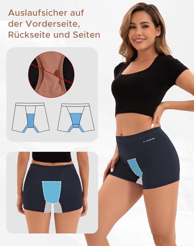 INNERSY Periodenunterwäsche Starke Blutung Boyshorts Panties Perioden Shorts Blau Inkontinenz Pants (42, 1 Blau)