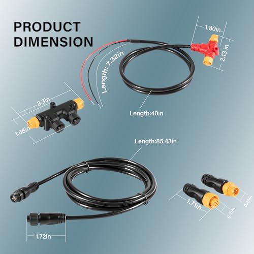 Image of NMEA 2000 Network Starter Kit for Lowrance Simrad B&G Navico Garmin Networks /Fishfinder /Chartplotter, Includes Backbone Cables丨Drop Cables丨 Tees丨 Terminators Kits, IP67 Waterproof