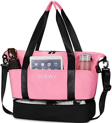Gym Tote Bags Weekender Duffel Bags Shoe Compartment For Women Fashion Large Portable Overnight Luggage Waterproof Travel Workout Carry On Duffle Wet Pocket（Pink） #TOP7