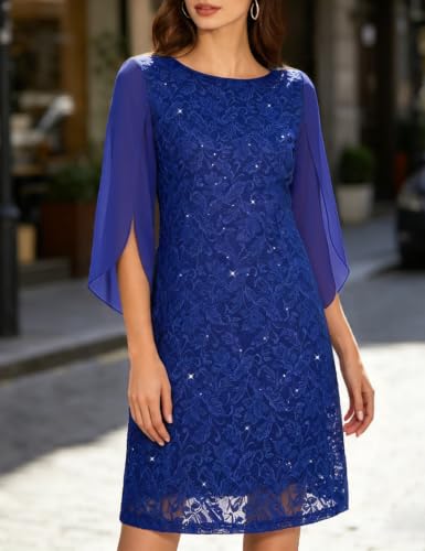 Image of COOAN Wedding Guest Cocktail & Formal Dresses for Women - Lace Sequin Dress