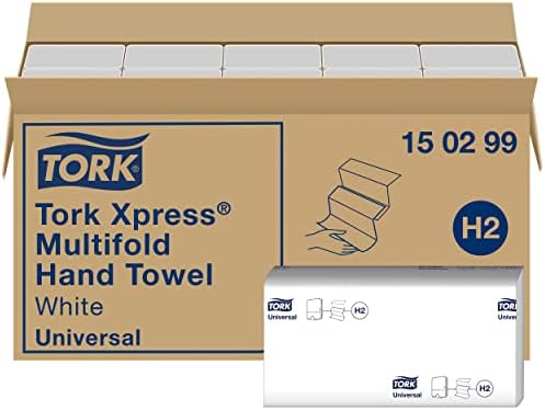 Tork Xpress Multifold Paper Hand Towels 150299 - H2 Universal Folded Hand Towels for Dispenser, Economic, 2-Ply, White - 20 x 237 Sheets