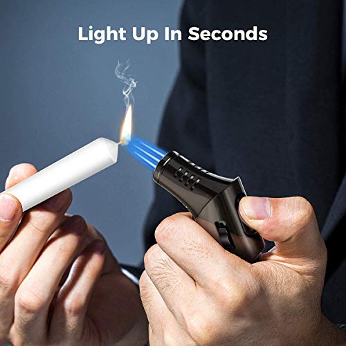 Kollea Jetflamme Sturmfeuerzeug, 3 Jet Flammen Feuerzeug mit Locher und Sicherheitsschloss, Winddicht Gas Nachfillbar… – Bild 6