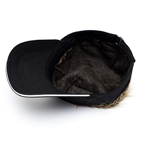 Dzimkzr Men'S Novelty Spiked Hair Visor Sun Funny Golf Hats Fake Wig Peaked Adjustable Baseball Caps Black Brown thumb #4