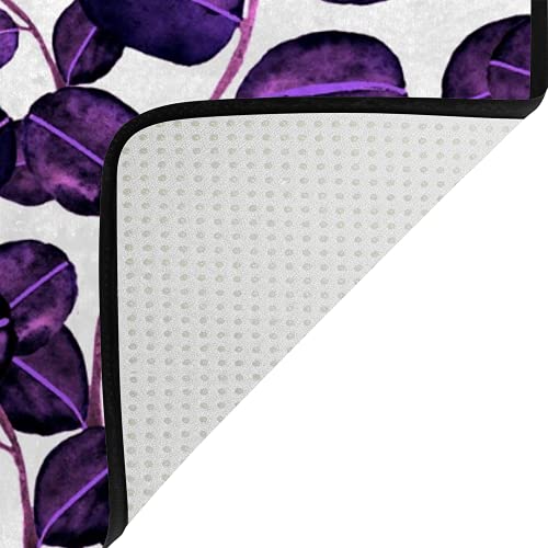 Tapis de sol super doux qui ne perd pas ses poils épais motif feuilles violet - 5