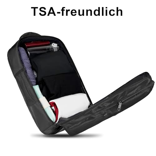 MATEIN Handgepäck Rucksack 55x40x20, Groß Reiserucksack Handgepäck Flugzeug Herren, 44L Laptop Rucksack 18.4 Zoll mit USB Ladeanschluss, Schuhfach, Wasserabweisend Damen für Lufthansa, Schwarz