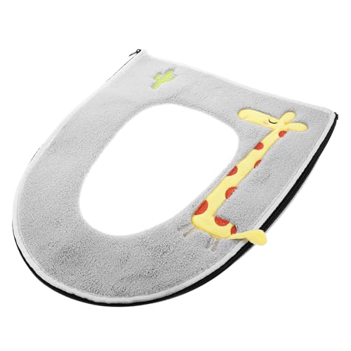 Cojín de lana para asiento de inodoro PRETYZOOM gris lavable 2