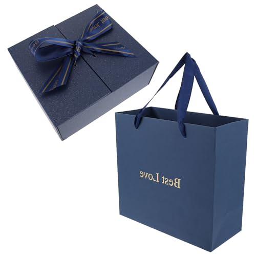 DOITOOL Caja de Regalo Azul con Lazo Doble Apertura Caja Resistente para Cosméticos Dulces y Detalles Elegante y Delicada para Embalaje Decorativo