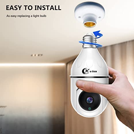 Xvim Wireless 2.4Ghz Light Bulb Camera, 3Mp Light Bulb Security Camera, 360° Pan/Tilt Wifi Camera Indoor/Outdoor With Clear Night Vision, 2-Way Audio, Human Detection & Live Alerts #TOP1