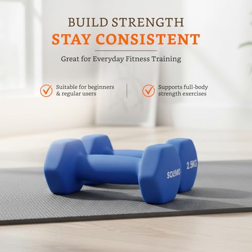 Image of Amazon Brand - Solimo Neoprene Dumbbell 2.5 kg, Set of 2 (Blue)