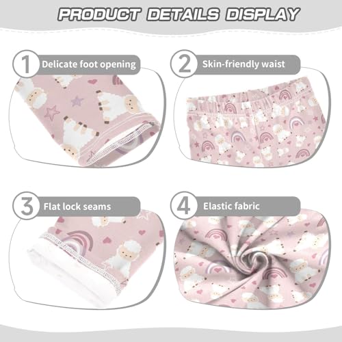 ZZKKO Girls Leggings Cute Baby Sheep Toddler Girls Clothes Leggings for Girls Toddler Girls Leggings 3-4T3