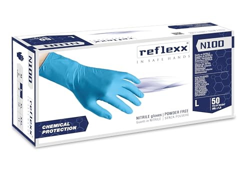 Reflexx N100 Guantes de nitrilo protección química – 14 g (M) – Talla L
