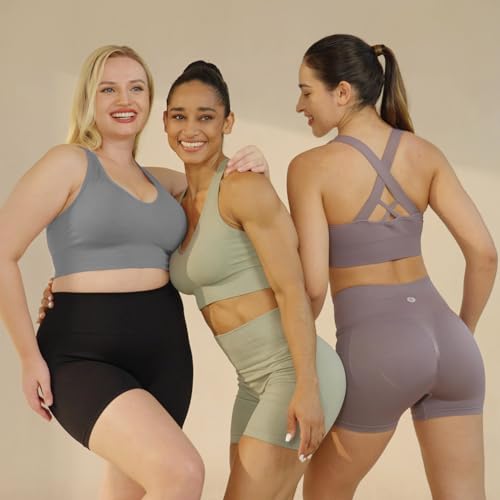 Evercute Sports Bra for Women Padded Medium Support Criss Cross Strappy Bras Seamless High Impact Yoga Exercise Athletic Bras2