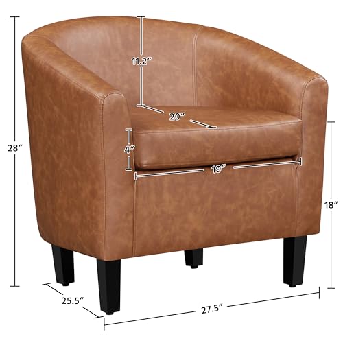 Comfy Faux Leather Barrel Chairs Set of 2 - Image 4