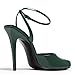 CAGLGLZ Stiletto High Heel Sandals for Women Square Open Toe Heeled Pumps Leather Ankle Strap Backless Peep Toe Sandals Fashion Casual Dressy Party Shoes(Green,7)