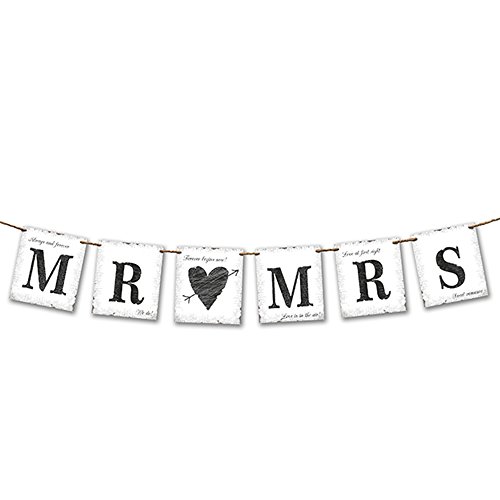 P&D Festone Sposi Mr And Mrs, Bianco e Nero