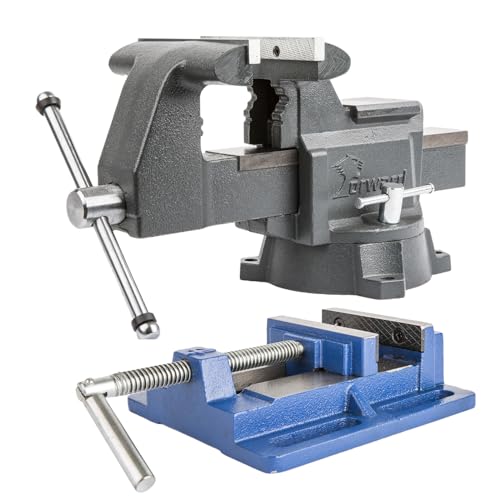 Image of Forward CR50A-5.5In Bench Vise 210 Degrees Swivel Base Heavy Duty with Anvil (5 1/2") & Forward Drill Press Vise 4", Q194A